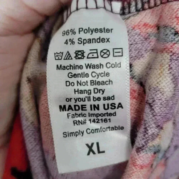 Lurlaroe pencil  skirt red, mustard and plum floral pattern. Size XL stretchy - Picture 3 of 4